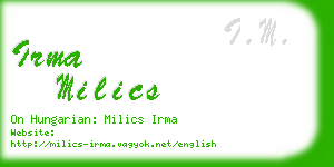 irma milics business card